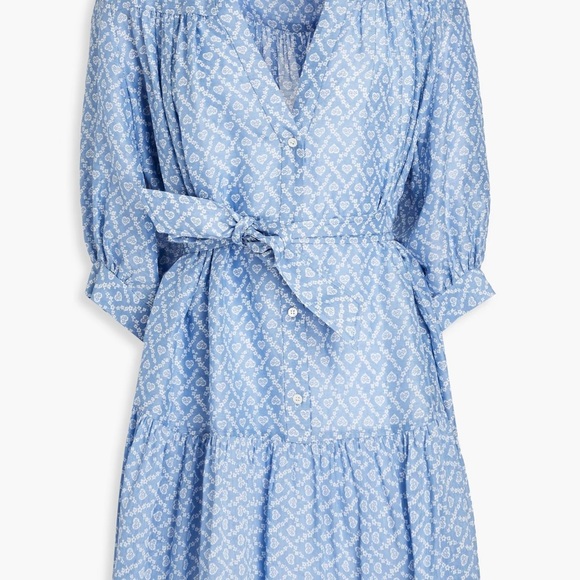 Sandro Tiered Floral-print Crepe Midi Dress Blue/Blanc Size EU 38 New w/Tags - Picture 4 of 12